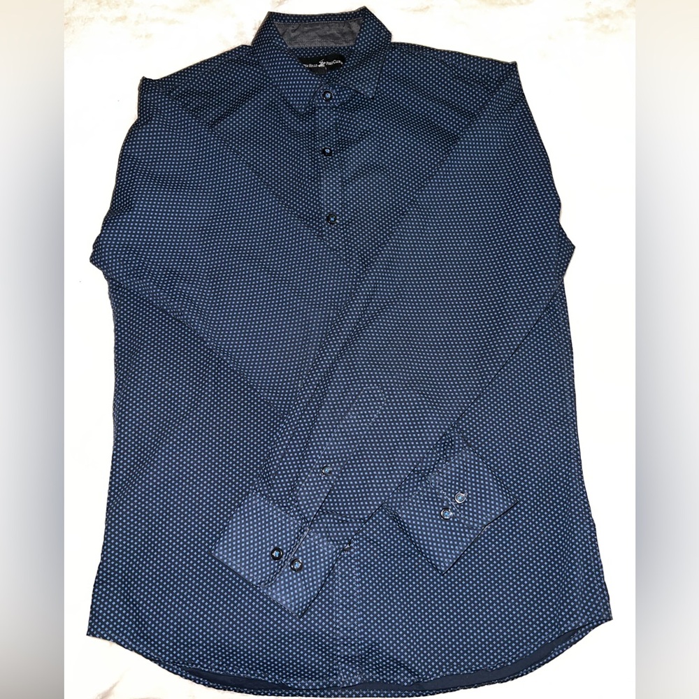 Beverly Hills Polo Club Blue and Black Patterned Shirt